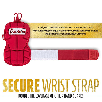 Franklin Sports Baseball Hand + Wrist Guard - PRT LG Series Adult Hand + Wrist Protector for Batting - Protective Hand, Wrist Shield - Right + Left Hand Hitters - Red - One Size - Adult