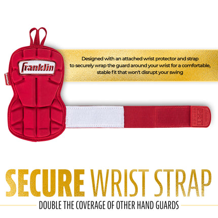Franklin Sports Baseball Hand + Wrist Guard - PRT LG Series Adult Hand + Wrist Protector for Batting - Protective Hand, Wrist Shield - Right + Left Hand Hitters - Red - One Size - Adult