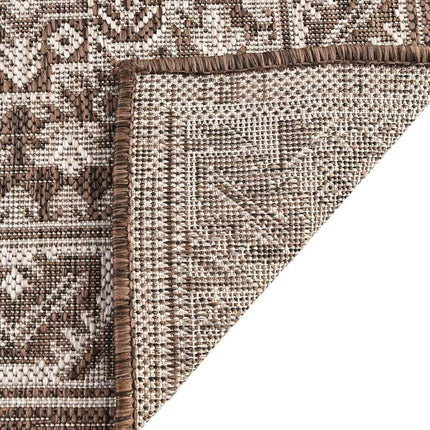 Unique Loom Outdoor Aztec Collection Area Rug - Chalca (5' 3" Square, Brown/Ivory)