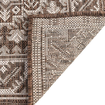 Unique Loom Outdoor Aztec Collection Area Rug - Chalca (5' 3" Square, Brown/Ivory)