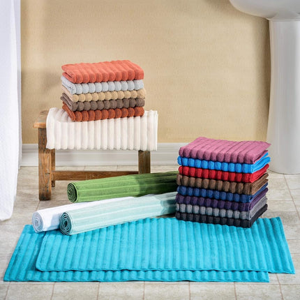 Juego de 2 alfombras de baño Superior 100% algodón peinado forrado (56 x 89 cm) - Turquesa