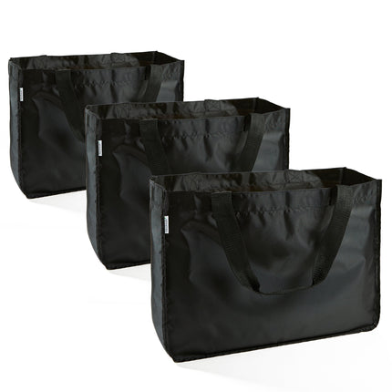 Fit & Fresh, Black Set of 3 Grocery Totes with Han