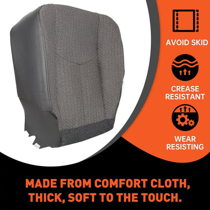 Housse de siège de voiture ECOTRIC, housse de siège inférieur côté conducteur compatible avec Chevy Silverado 2003-2007, housse de siège inférieur côté conducteur gauche gris foncé