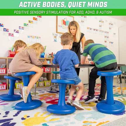 GoSports Silla con Balanceo - Taburete Sensorial para Niños Activos - Silla TDAH para el Aula o el Hogar - Taburete de 18" o 14"