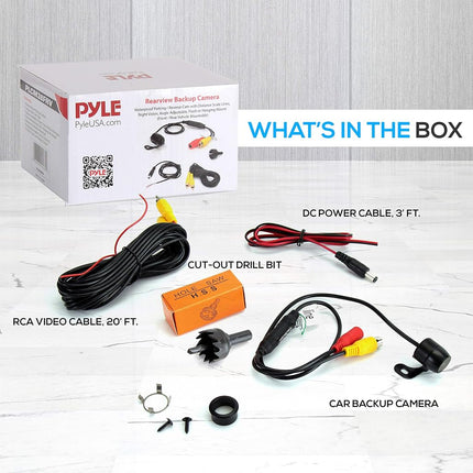 Pyle Universal Mount Front Rear Camera - Marine Grade Waterproof Built-in Distance Scale Lines Backup Parking/Reverse Assist Cam w/ Night Vision LED Lights 420 TVL Resolution & RCA Output - PLCM38FRV