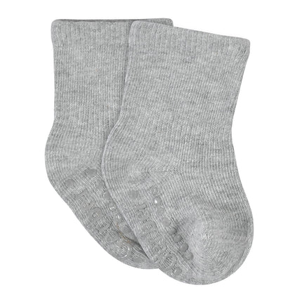 Gerber Baby 8-Pack Wiggle-Proof Jersey Crew Socks, Gray Heather, 6-12 Months