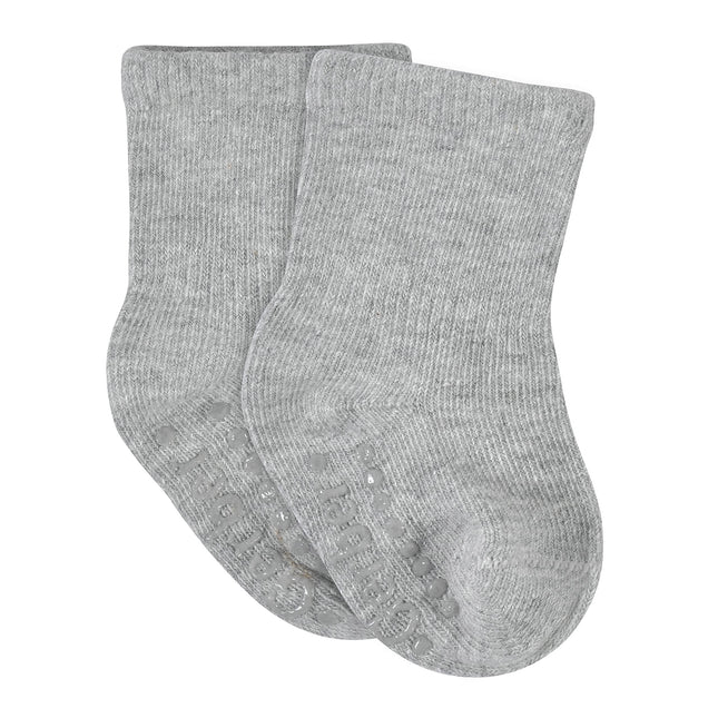 Gerber Baby 8-Pack Wiggle-Proof Jersey Crew Socks, Gray Heather, 6-12 Months