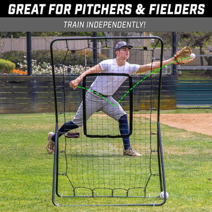 GoSports 5 x 3 ft Baseball & Softball Pitching and Fielding Rebounder - Pitch Back Net with Strike Zone