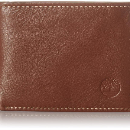Timberland Men's Wellington RFID Leather Bifold Wallet Trifold Wallet Hybrid, Cognac, One Size