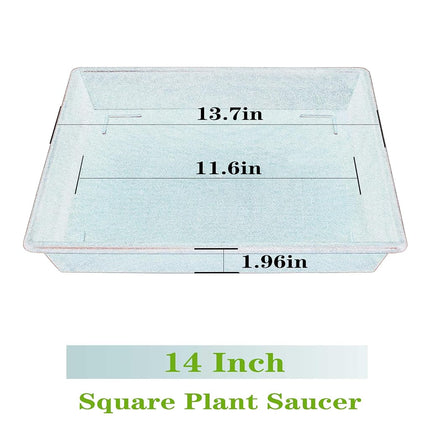 NIMYAU Square Plant Saucer 14 Inch 4 Pack, Plant Stand Plant Trays for Pots Heavy Duty Plastic Plant Saucers for Indoors Outdoors, Flower Pot No Holes Terracotta Plant Lover Gardening Gifts