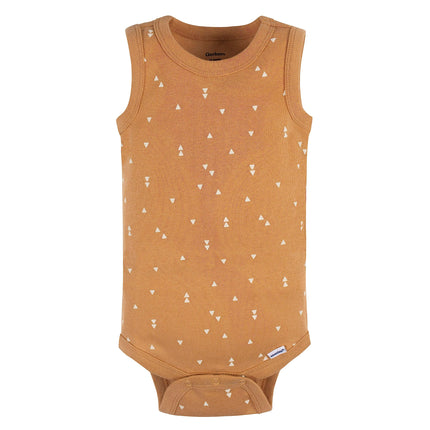 Gerber Baby Boys Multi-Pack Sleeveless Onesies Bodysuit, Green Stars, 12 Months