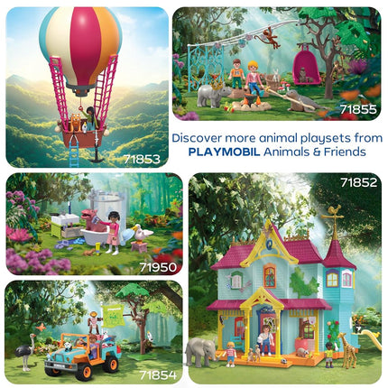Playmobil | Animal and Friends | Elephant with Animal Keeper | Zoo Toy Set with 4 Animals and Enclosure Accessories, For children aged 4 and up, 72068