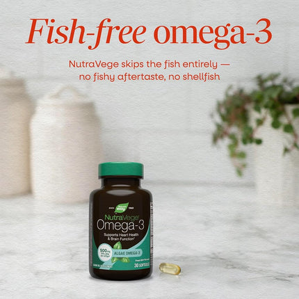 Nature's Way NutraVege Omega-3 Plant Based Supplement- Vegeterian, Vegan- 500 mg, 30 Count