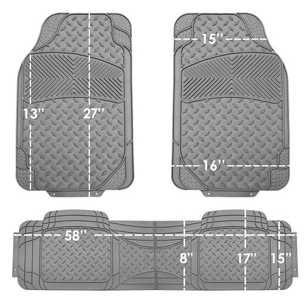 FH Group F11307GRAY-3ROW Gray- 3 Row F11307GRAY Trim to Fit Weather SUV Floor Mats