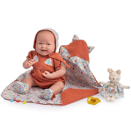 JC Toys La Newborn Poupon 38 cm Corps Souple Collection Nature avec Vêtements Floraux Tétine et Peluche Conçu en Espagne par Berenguer 2 Ans