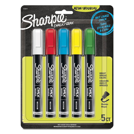 Sharpie Wet Erase Chalk Marker 5/Pkg-Blue, Green, Red, White & Neon Yellow