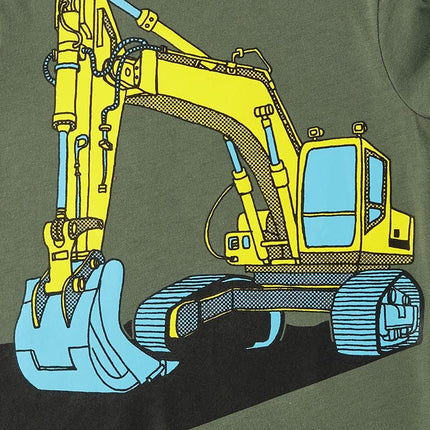Camisetas gráficas de manga corta de The Children's Place para bebés y niños pequeños con vehículos, paquete múltiple, 3 unidades de Construcción/El niño de mamá/Camión de bomberos, 3T