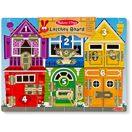 Melissa & Doug Wooden Latches Board | Wooden Toy | Developmental Toy | Motor Skills | Problem Solving | 3+ | Gift for Boy or Girl