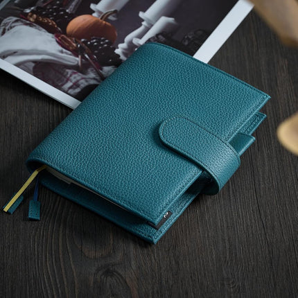 Ox Knight A6 Leather Planner Cover for Hobonichi, Stalogy, Midori Hibino, Leuchtturm1917, and More - with Pen Loop, Card Slots, Back Pocket, and Bookmarks (Dark Blue)