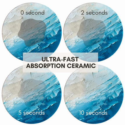 Ceramic Marble Coasters Set of 6, Absorbent Drink Coasters for Table