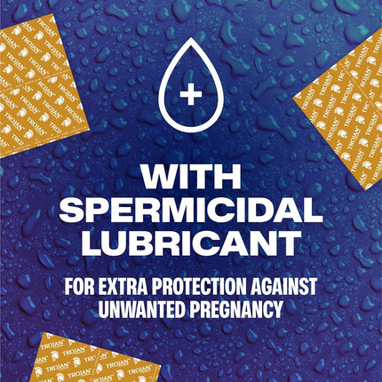 Trojan Condom Stimulations Ultra Ribbed Spermicidal, 12 Count