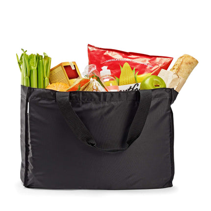 Fit & Fresh, Black Set of 3 Grocery Totes with Handles, Reusable, Eco-Friendly, Nylon