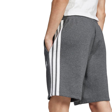 Adidas Mens Essentials 3-Stripes Fleece 9-inch Shorts, Medium Grey Heather/Black, Large