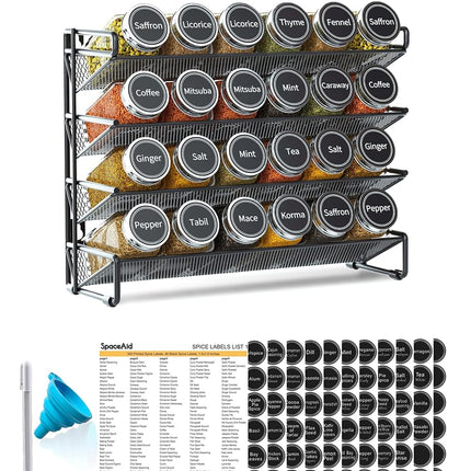SpaceAid Spice Rack Organizer with 24 Spice Jars, 