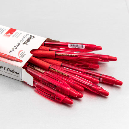 Stylo-bille rétractable RSVP RT COLORS, trait moyen, corps rouge, encre rouge, boîte de 12 (BK93CRB-B)