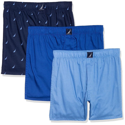 Nautica Men's Cotton Woven 3-Pack Boxers Shorts, A