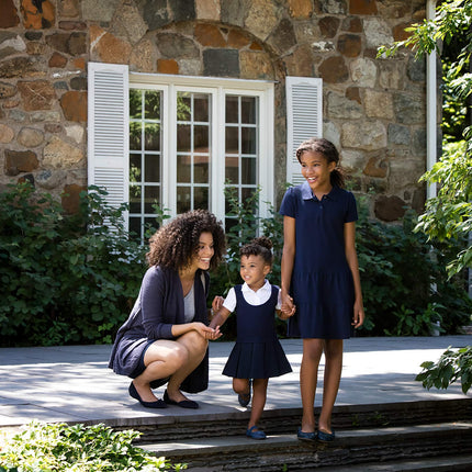 Vestido polo piqué con volantes para niña French Toast, azul marino, 7