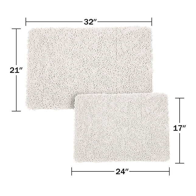 Bedford Home 2-Piece Memory Foam Shag Bath Mat, White