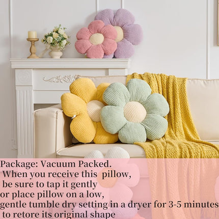 Vdoioe Flower Pillow, Cute Daisy Pillow Off White Throw Pillow Cushion 15.75" Home Decorative for Couch Bed
