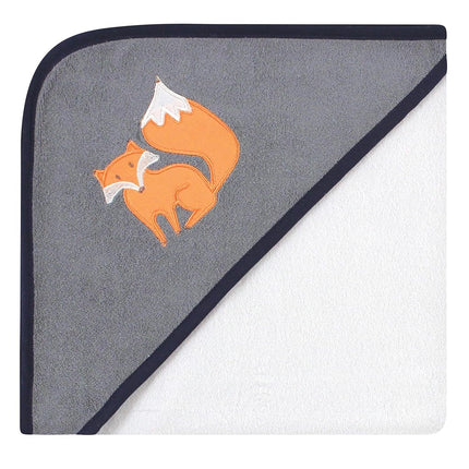 Hudson Baby Unisex Baby Cotton Rich Hooded Towels, Orange Fox, One Size