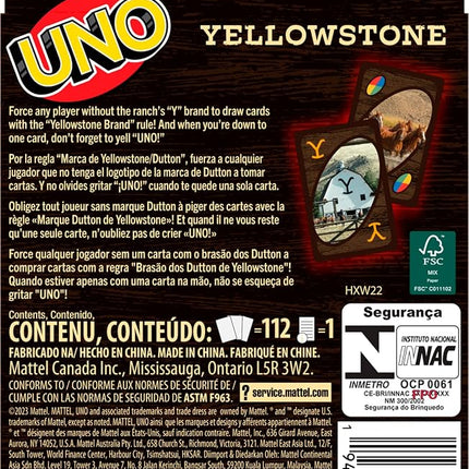Mattel Games UNO Yellowstone Card Game for Kids, Adults, Families & Parties with Deck & Special Rule Inspired by the TV Show