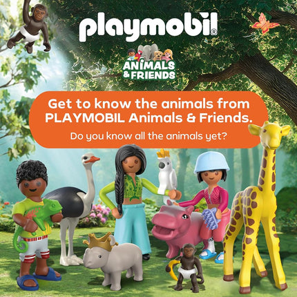 Playmobil | Animal and Friends | Elephant with Animal Keeper | Zoo Toy Set with 4 Animals and Enclosure Accessories, For children aged 4 and up, 72068