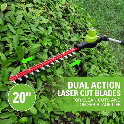 Greenworks 24V Brushless 10" Cordless Polesaw + Pole Hedge Trimmer Combo (Great for Pruning and Trimming Branches/Shrubs), 4.0Ah Battery and Charger Included