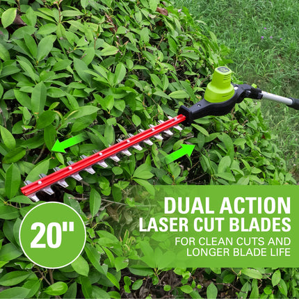 Combo de motosierra de pértiga inalámbrica sin escobillas Greenworks de 24 V y 10" + cortasetos de pértiga (ideal para podar y recortar ramas/arbustos), batería de 4.0 Ah y cargador incluidos