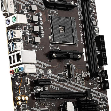 MSI A520M-A PRO Gaming Motherboard (AMD Ryzen 5000, AM4, DDR4, PCIe 3.0, SATA 6Gb/s, M.2, USB 3.2 Gen 1, DVI/HDMI, Micro-ATX)