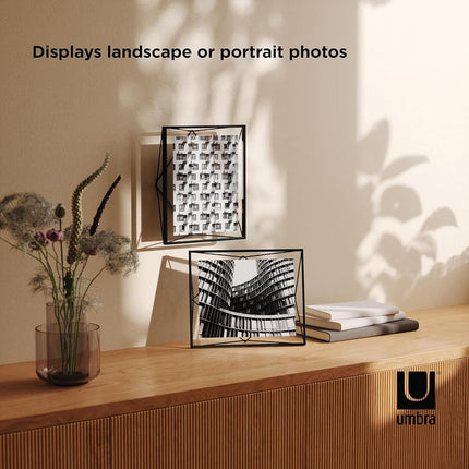 Umbra Prisma Picture Frame, Floating Metal Wall Mount, 8x10, Black