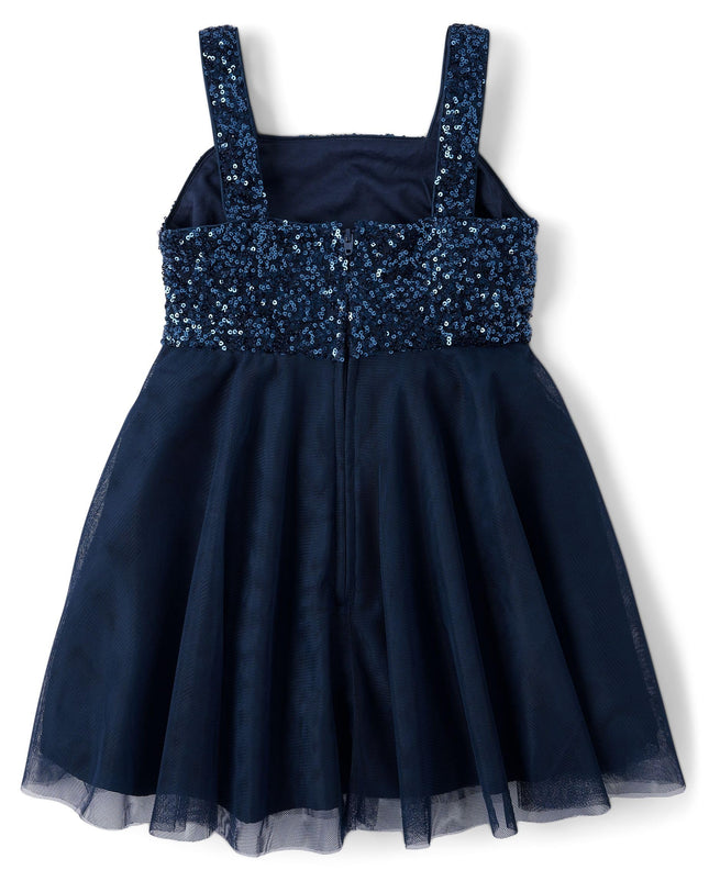 The Children's Place Vestidos de niña sin mangas elegantes, malla de lentejuelas Tidal, 12