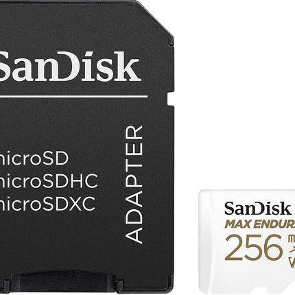SanDisk 256GB MAX ENDURANCE, microSDXC card, for Dashcams & Home Monitoring + SD adapter up to 120,000 Hours Full HD / 4K videos, up to 100 MB/s, UHS-I, Class 10, U3, V30