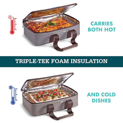 Rachael Ray Lasagna Lugger, Thermal Insulated Casserole Carrier for Hot or Cold Food, Lugger Tote for Pockluck, Parties, Picnic, and Cookouts, Fits 9" x 13" Baking Dish, Navy Plaid