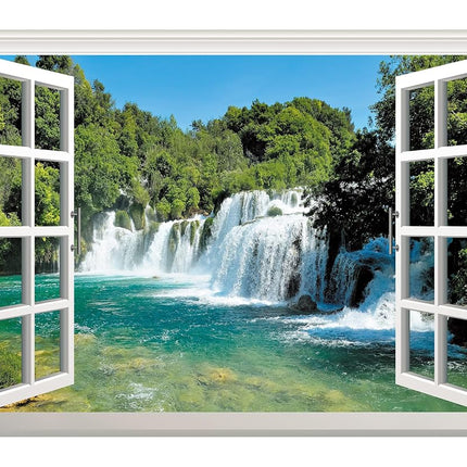 FLFK Fake Window Wall Sticker - Waterfall Faux Win