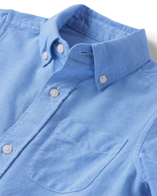 The Children's Place Chemise boutonnée à manches courtes pour garçons, coupe robuste, bleu clair oxford, L (10H-12H)