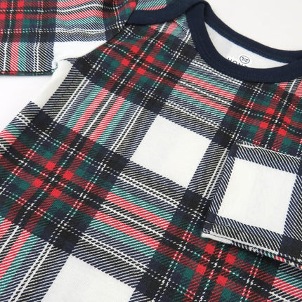 HonestBaby Paquete de 5 bodies de manga larga de una pieza 100% algodón orgánico para bebés, unisex, tartán festivo, 12 meses, tartán festivo, 12 meses