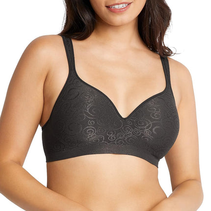 Soutien-gorge couvrant Bali Comfort Revolution pour femme, motif tourbillon noir, 34DD