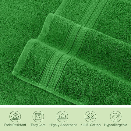 Elegant Comfort Luxury 6-Piece Towel Set, Premium Soft 100% Turkish Cotton, Three Line Popcorn Design 2 Bath Towels, 2 Hand Towels and 2 Washcloths Towel Set- Quick-Drying and Absorbent, Emerald Green