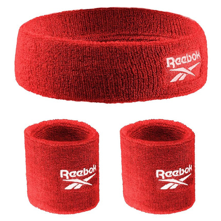 Juego de 3 Bandas Deportivas Unisex - Cinta de Cabeza de 5.7cm y Muñequeras de 8.2cm con Tecnología Stay Dry, Tela de Rizo que Absorbe la Humedad | Accesorios de Fitness de Calidad para un Confort Activo-Reebok