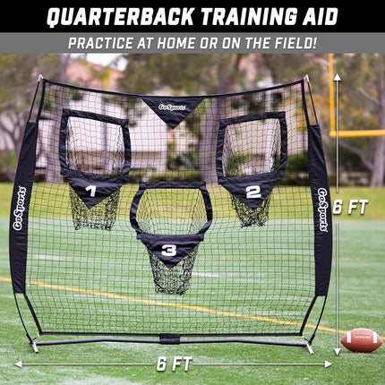 GoSports 6 x 6 ft Football Throwing Net -6 x 6 ft Black